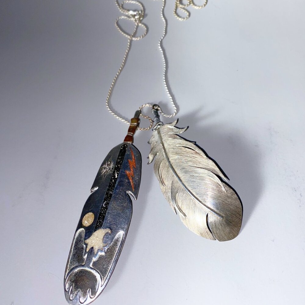 Handcrafted Silver and Cut Metal Native American Pendant and Brooch